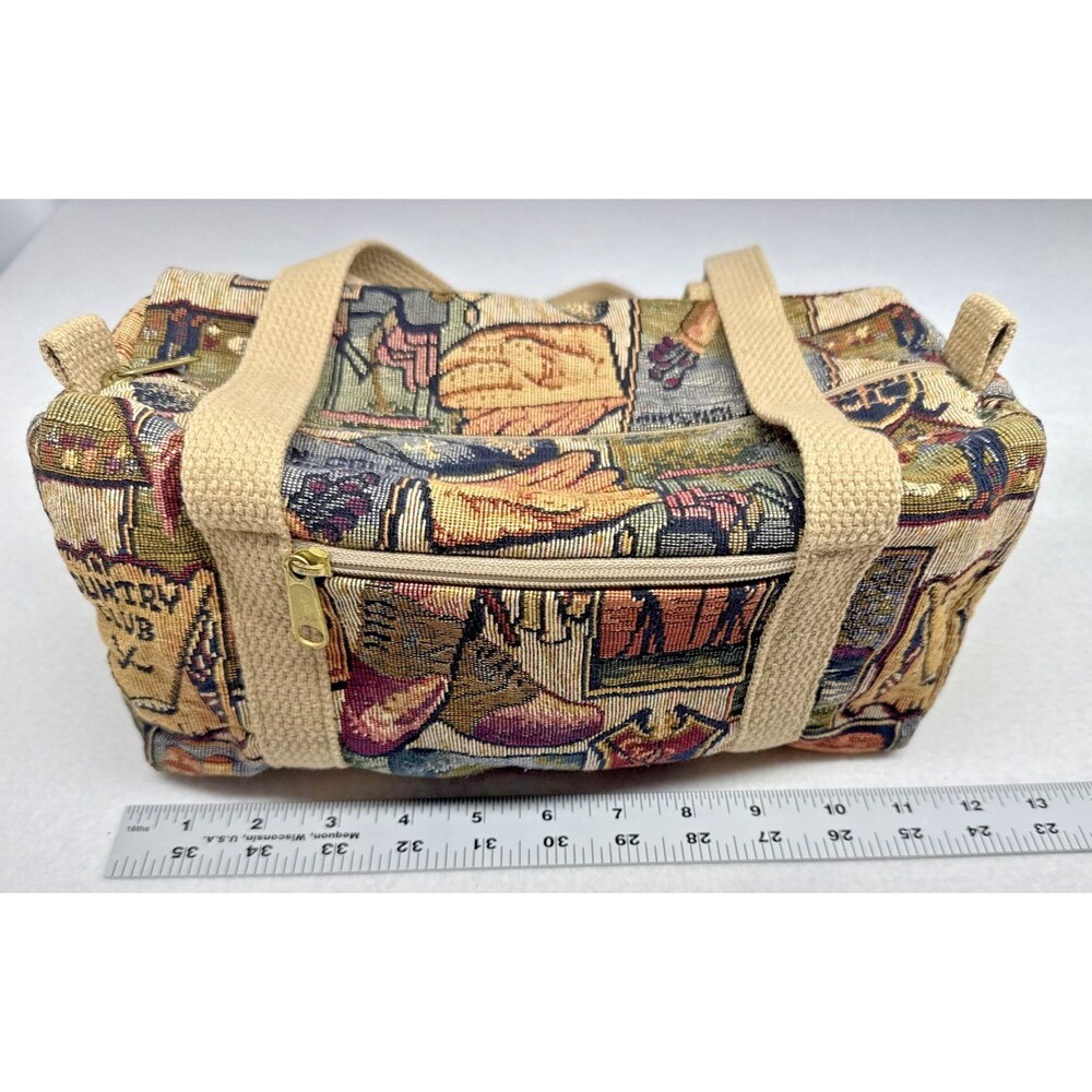 Golf Tapestry Small Duffel Bag Weekender Sports Travel Tote Novelty USA Vintage